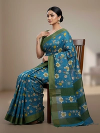 SKU0809: Elegant Pure Tussar Silk Saree – Handwoven | Jori Work | Kalamkari - Kalamkari, Dry Wash Only, Yes