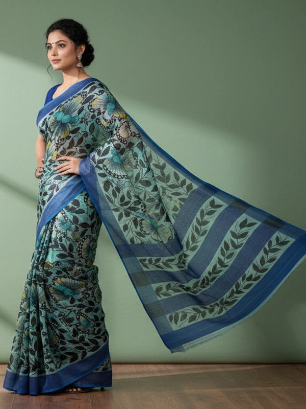 SKU0815: Elegant Pure Tussar Silk Saree – Handwoven | Jori Work | Kalamkari - Kalamkari, Dry Wash Only, Yes