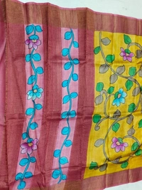 SKU0810: Elegant Pure Tussar Silk Saree – Handwoven | Jori Work | Kalamkari - Kalamkari, Dry Wash Only, Yes