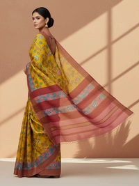 SKU0810: Elegant Pure Tussar Silk Saree – Handwoven | Jori Work | Kalamkari - Kalamkari, Dry Wash Only, Yes