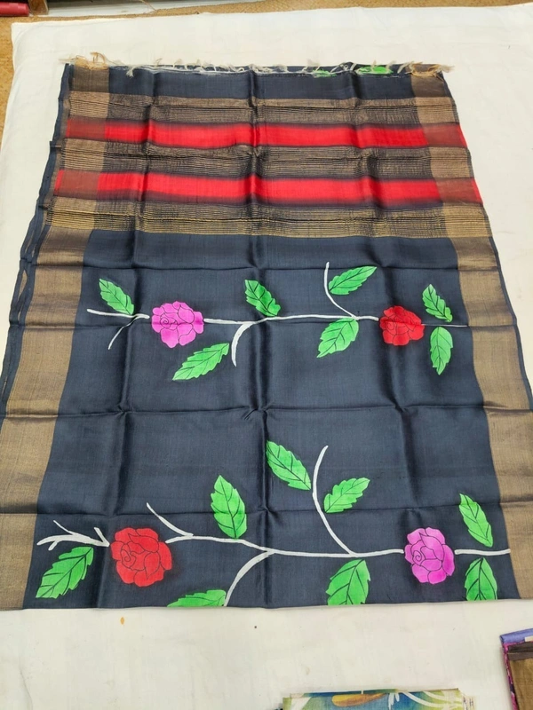 SKU0811: Elegant Pure Tussar Silk Saree – Handwoven | Jori Work | Kalamkari - Kalamkari, Dry Wash Only, Yes