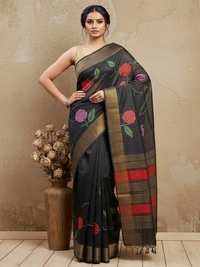 SKU0811: Elegant Pure Tussar Silk Saree – Handwoven | Jori Work | Kalamkari - Kalamkari, Dry Wash Only, Yes