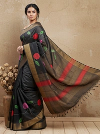 SKU0811: Elegant Pure Tussar Silk Saree – Handwoven | Jori Work | Kalamkari - Kalamkari, Dry Wash Only, Yes
