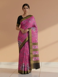 SKU0816: Elegant Pure Tussar Silk Saree – Handwoven | Jori Work | Kalamkari - Kalamkari, Dry Wash Only, Yes