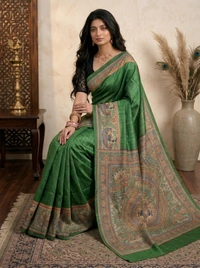 SKU0505 : Pure Ghicha Silk Saree–Handwoven Elegance from Bengal - Normal Length 6.3 mtr Plus, Plain / Solid, Dry Clean Only, Yes