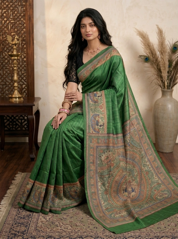 SKU0505 : Pure Ghicha Silk Saree–Handwoven Elegance from Bengal - Normal Length 6.3 mtr Plus, Plain / Solid, Dry Clean Only, Yes