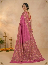 SKU0603 : Pure Silk Kantha Stitch Saree – Handcrafted Bengal Heritage - Normal Length 6.3 mtr Plus, Kantha Stitch, Dry Clean Only, Yes