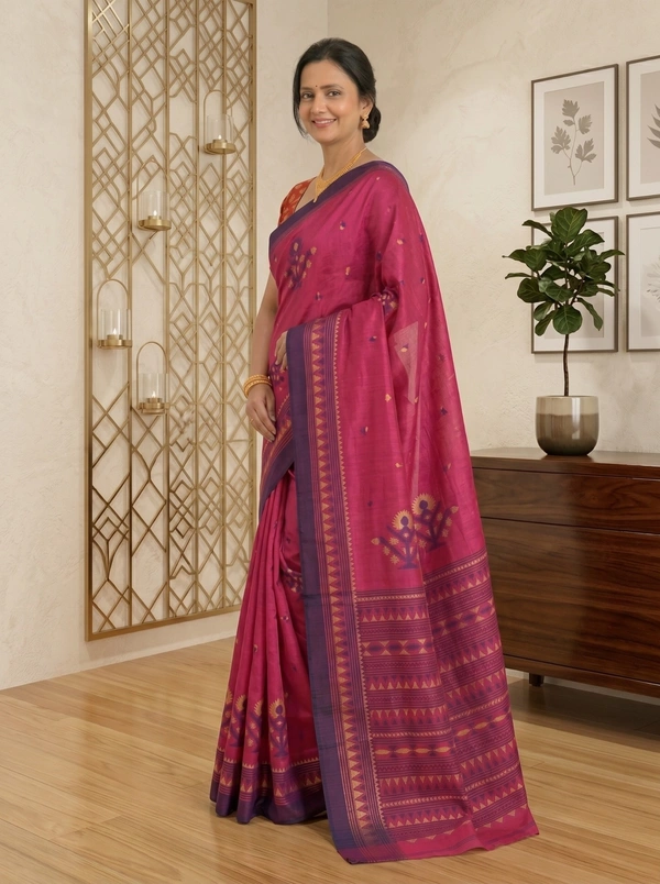 SKU0388 : Pure Khadi Cotton Saree – Handwoven, Lightweight & Breathable Fabric - Normal Length 6.3 mtr Plus, Buti / Booti, Hand Wash, Yes