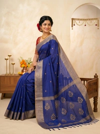 SKU0390 : Pure Khadi Cotton Saree – Handwoven, Lightweight & Breathable Fabric - Normal Length 6.3 mtr Plus, Buti / Booti, Hand Wash, Yes