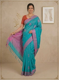 SKU0391 : Pure Khadi Cotton Saree – Handwoven, Lightweight & Breathable Fabric - Normal Length 6.3 mtr Plus, Buti / Booti, Hand Wash, Yes