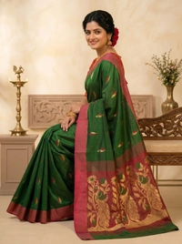 SKU0395 : Elegant Poly Cotton Saree – Lightweight & Comfortable Daily Wear - Normal Length 6.3 mtr Plus, Buti / Booti, Dry Clean Only, Yes