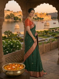 SKU0389 : Pure Khadi Cotton Saree – Handwoven, Lightweight & Breathable Fabric - Normal Length 6.3 mtr Plus, Buti / Booti, Hand Wash, Yes
