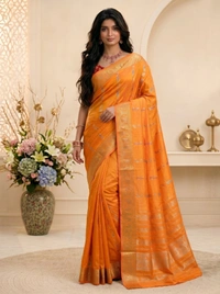 SKU0587 : Traditional Bengal Garad Silk Saree – Pure Handwoven Elegance | Swarnachari - Normal Length 6.3 mtr Plus, Zari Work, Dry Clean Only, Yes