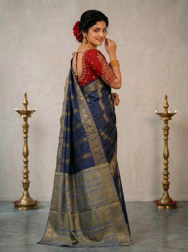 SKU0592 : Traditional Bengal Garad Silk Saree – Pure Handwoven Elegance | Swarnachari - Normal Length 6.3 mtr Plus, Zari Work, Dry Clean Only, Yes