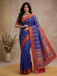 SKU0595 : Traditional Bengal Garad Silk Saree – Pure Handwoven Elegance | Swarnachari - Normal Length 6.3 mtr Plus, Zari Work, Dry Clean Only, Yes