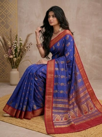 SKU0595 : Traditional Bengal Garad Silk Saree – Pure Handwoven Elegance | Swarnachari - Normal Length 6.3 mtr Plus, Zari Work, Dry Clean Only, Yes
