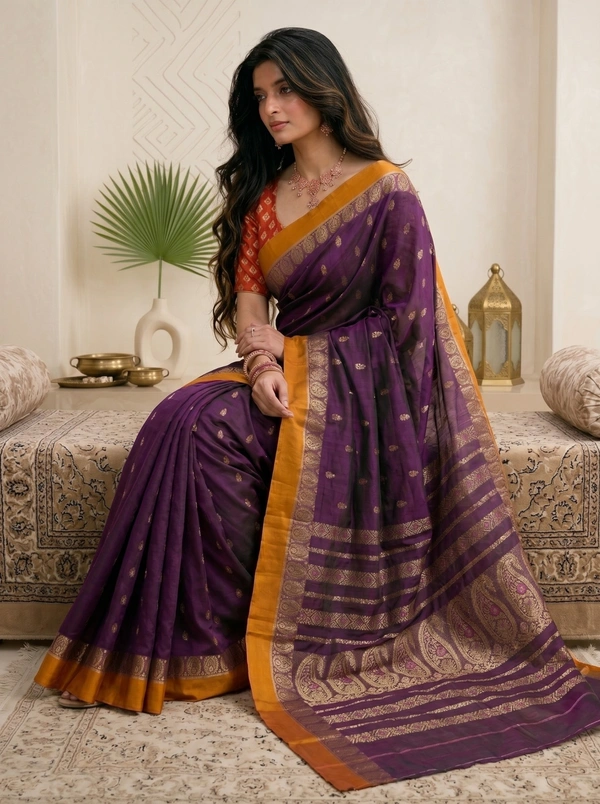 SKU0596 : Traditional Bengal Garad Silk Saree – Pure Handwoven Elegance | Swarnachari - Normal Length 6.3 mtr Plus, Zari Work, Dry Clean Only, Yes