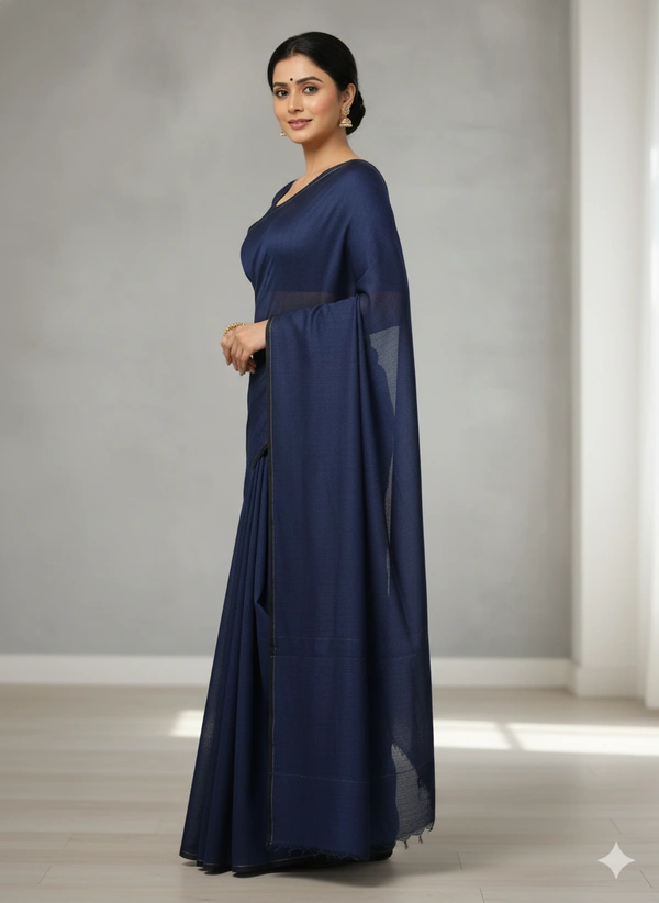 SKU1220 : Pure Khadi Cotton Saree – Handwoven, Lightweight & Breathable Fabric - Hand Wash, Yes