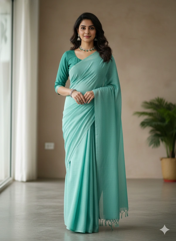 SKU1222 : Pure Khadi Cotton Saree – Handwoven, Lightweight & Breathable Fabric - Hand Wash, Yes