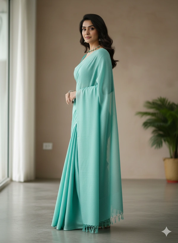 SKU1222 : Pure Khadi Cotton Saree – Handwoven, Lightweight & Breathable Fabric - Hand Wash, Yes