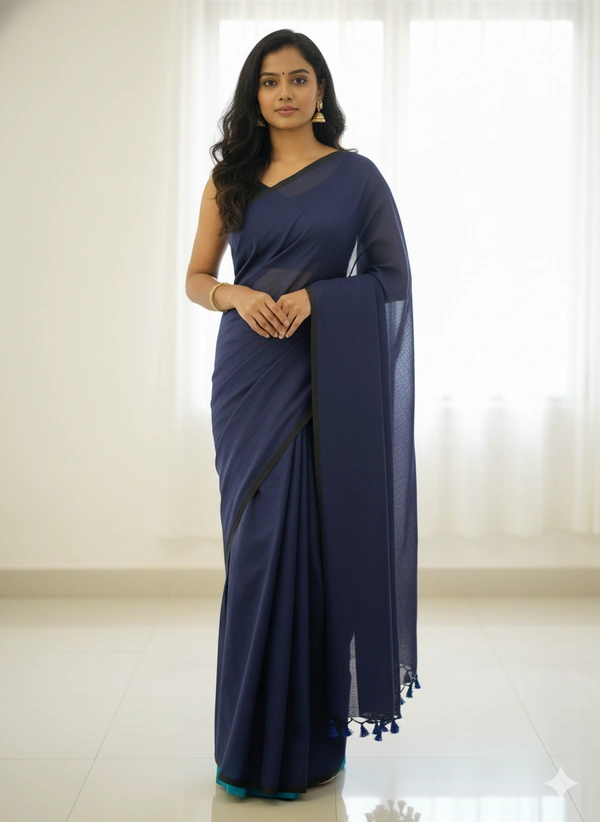 SKU1223 : Pure Khadi Cotton Saree – Handwoven, Lightweight & Breathable Fabric - Hand Wash, Yes