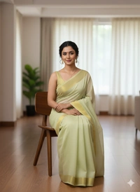 SKU1226 : Pure Khadi Cotton Saree – Handwoven, Lightweight & Breathable Fabric - Hand Wash, Yes