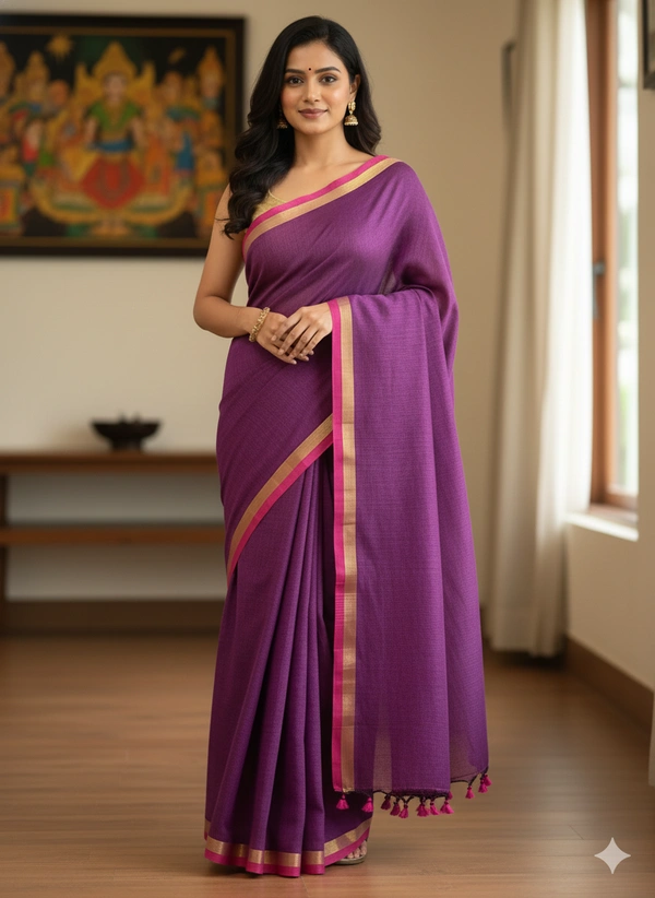 SKU1227 : Pure Khadi Cotton Saree – Handwoven, Lightweight & Breathable Fabric - Hand Wash, Yes