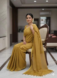 SKU1211 : Pure Khadi Cotton Saree – Handwoven, Lightweight & Breathable Fabric - Hand Wash, Yes