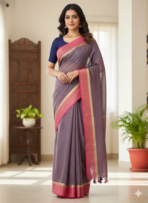 SKU1229 : Pure Khadi Cotton Saree – Handwoven, Lightweight & Breathable Fabric - Hand Wash, Yes
