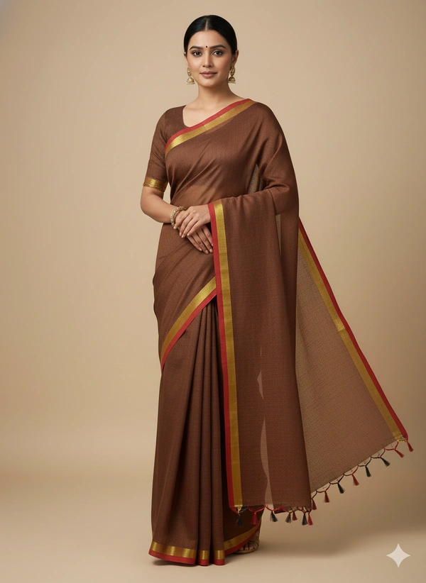 SKU1230 : Pure Khadi Cotton Saree – Handwoven, Lightweight & Breathable Fabric - Hand Wash, Yes