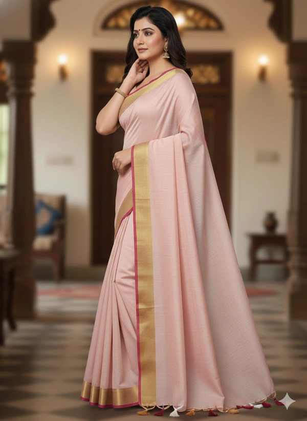 SKU1232 : Pure Khadi Cotton Saree – Handwoven, Lightweight & Breathable Fabric - Hand Wash, Yes