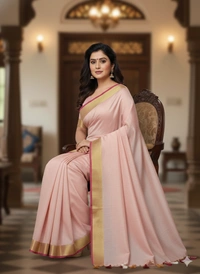 SKU1232 : Pure Khadi Cotton Saree – Handwoven, Lightweight & Breathable Fabric - Hand Wash, Yes