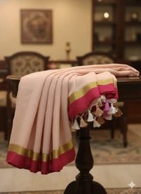SKU1232 : Pure Khadi Cotton Saree – Handwoven, Lightweight & Breathable Fabric - Hand Wash, Yes