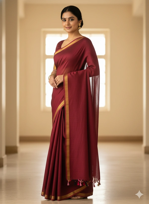 SKU1233 : Pure Khadi Cotton Saree – Handwoven, Lightweight & Breathable Fabric - Hand Wash, Yes