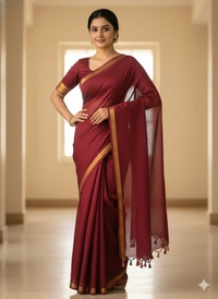 SKU1233 : Pure Khadi Cotton Saree – Handwoven, Lightweight & Breathable Fabric - Hand Wash, Yes