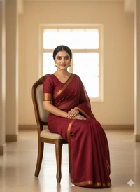 SKU1233 : Pure Khadi Cotton Saree – Handwoven, Lightweight & Breathable Fabric - Hand Wash, Yes