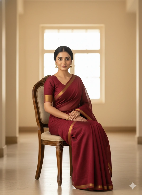 SKU1233 : Pure Khadi Cotton Saree – Handwoven, Lightweight & Breathable Fabric - Hand Wash, Yes