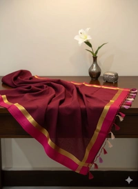 SKU1233 : Pure Khadi Cotton Saree – Handwoven, Lightweight & Breathable Fabric - Hand Wash, Yes