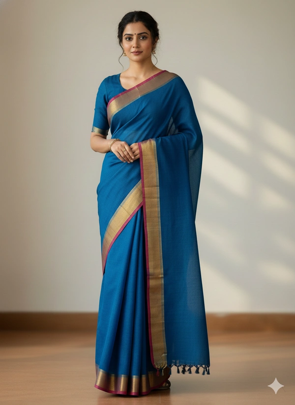 SKU1234 : Pure Khadi Cotton Saree – Handwoven, Lightweight & Breathable Fabric - Hand Wash, Yes