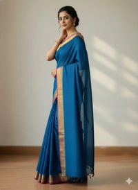 SKU1234 : Pure Khadi Cotton Saree – Handwoven, Lightweight & Breathable Fabric - Hand Wash, Yes