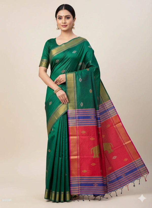 SKU0997 | Exclusive Indian Soft Bishnupuri Katan Silk Saree | Kolakhetra Saree | Premium Quality - Dry Wash Only, Yes