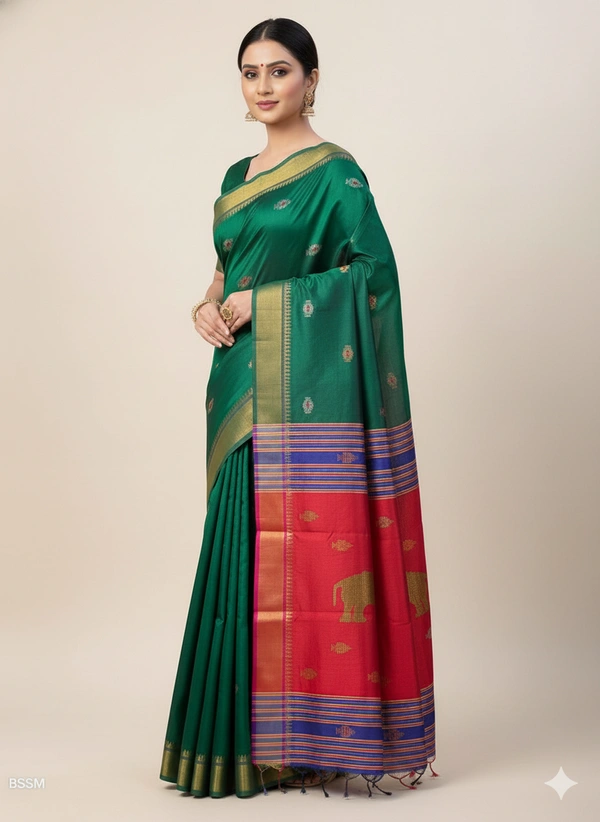 SKU0997 | Exclusive Indian Soft Bishnupuri Katan Silk Saree | Kolakhetra Saree | Premium Quality - Dry Wash Only, Yes