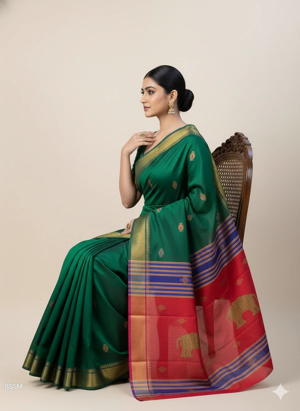 SKU0997 | Exclusive Indian Soft Bishnupuri Katan Silk Saree | Kolakhetra Saree | Premium Quality - Dry Wash Only, Yes