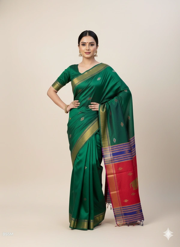 SKU0997 | Exclusive Indian Soft Bishnupuri Katan Silk Saree | Kolakhetra Saree | Premium Quality - Dry Wash Only, Yes
