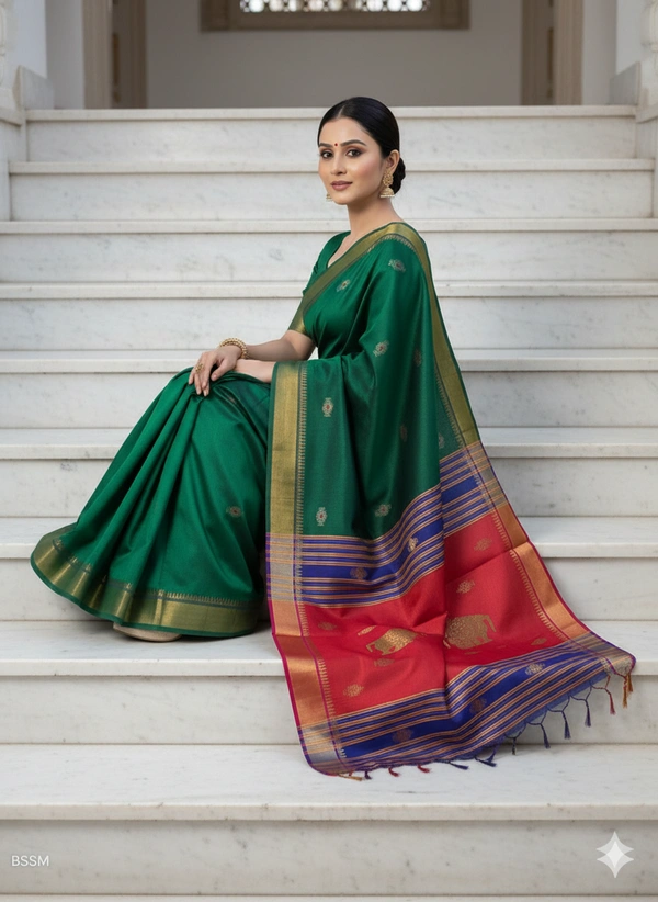 SKU0997 | Exclusive Indian Soft Bishnupuri Katan Silk Saree | Kolakhetra Saree | Premium Quality - Dry Wash Only, Yes