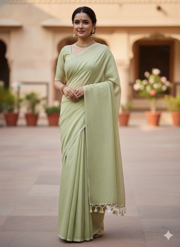 SKU1239 : Pure Khadi Cotton Saree – Handwoven, Lightweight & Breathable Fabric - Hand Wash, Yes