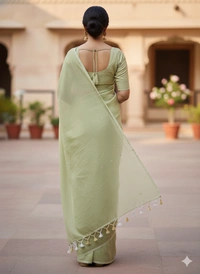 SKU1239 : Pure Khadi Cotton Saree – Handwoven, Lightweight & Breathable Fabric - Hand Wash, Yes