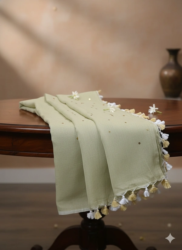 SKU1239 : Pure Khadi Cotton Saree – Handwoven, Lightweight & Breathable Fabric - Hand Wash, Yes