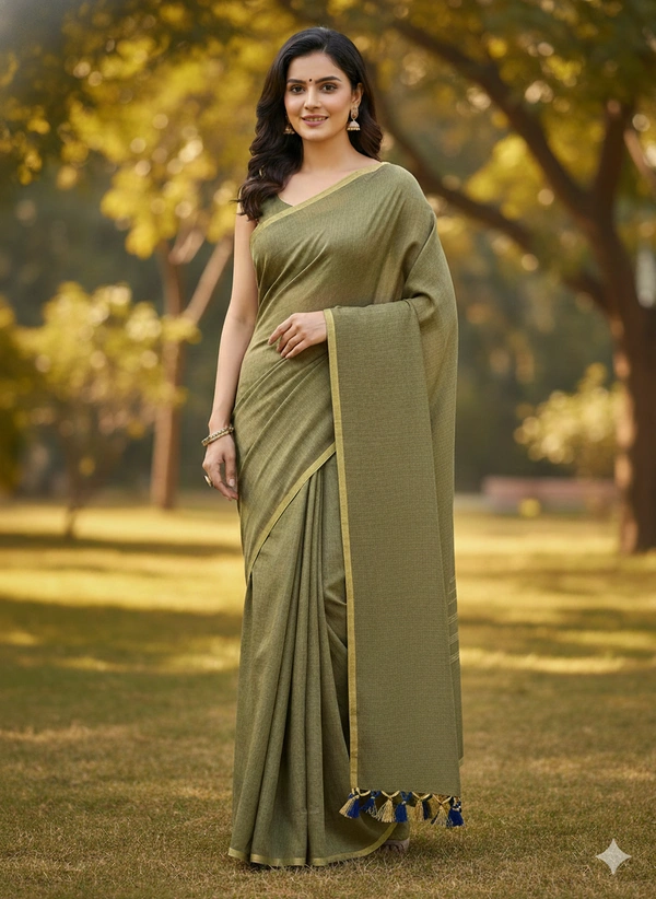 SKU1240 : Pure Khadi Cotton Saree – Handwoven, Lightweight & Breathable Fabric - Hand Wash, Yes