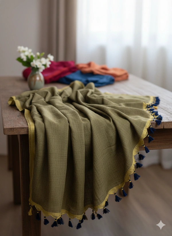SKU1240 : Pure Khadi Cotton Saree – Handwoven, Lightweight & Breathable Fabric - Hand Wash, Yes